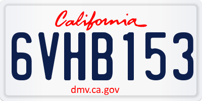 CA license plate 6VHB153
