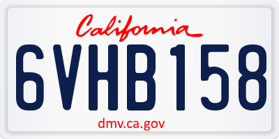 CA license plate 6VHB158