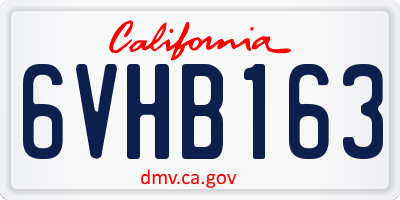 CA license plate 6VHB163