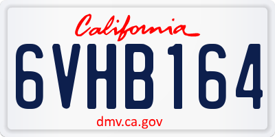 CA license plate 6VHB164