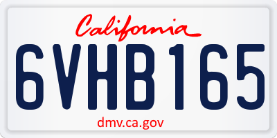 CA license plate 6VHB165