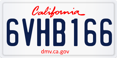 CA license plate 6VHB166