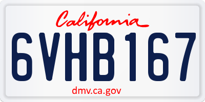 CA license plate 6VHB167
