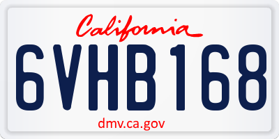 CA license plate 6VHB168