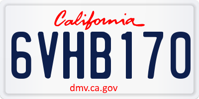 CA license plate 6VHB170