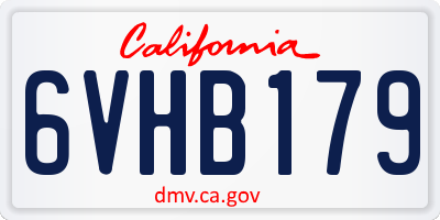 CA license plate 6VHB179