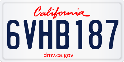 CA license plate 6VHB187