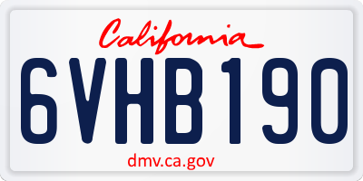 CA license plate 6VHB190