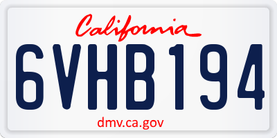CA license plate 6VHB194