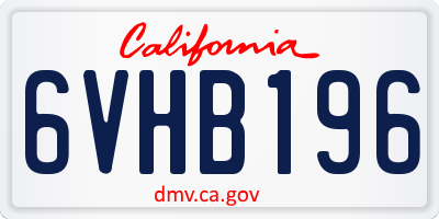 CA license plate 6VHB196