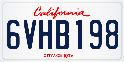 CA license plate 6VHB198
