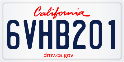 CA license plate 6VHB201