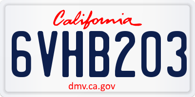 CA license plate 6VHB203