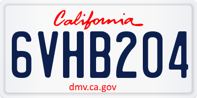 CA license plate 6VHB204