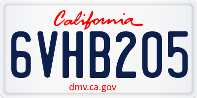 CA license plate 6VHB205