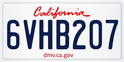 CA license plate 6VHB207