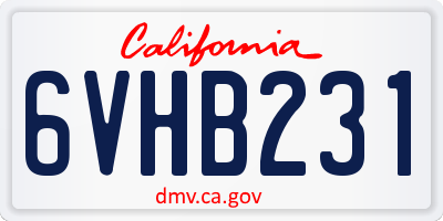 CA license plate 6VHB231