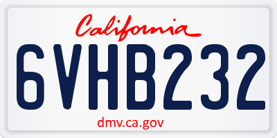 CA license plate 6VHB232