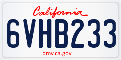 CA license plate 6VHB233