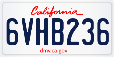 CA license plate 6VHB236