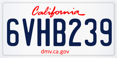 CA license plate 6VHB239