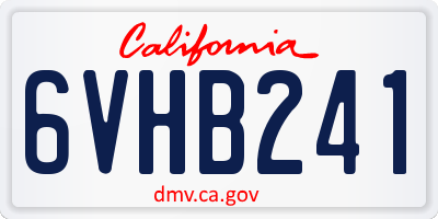 CA license plate 6VHB241