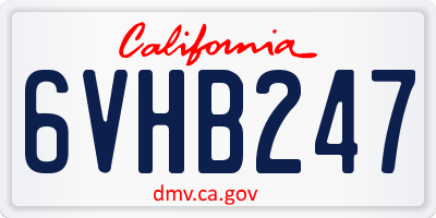 CA license plate 6VHB247