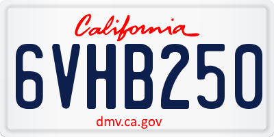 CA license plate 6VHB250