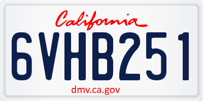 CA license plate 6VHB251
