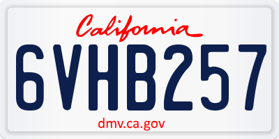 CA license plate 6VHB257