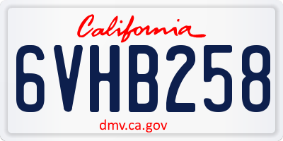 CA license plate 6VHB258