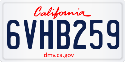 CA license plate 6VHB259