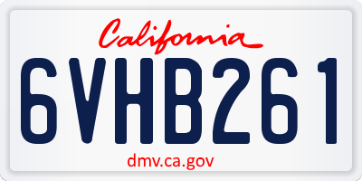CA license plate 6VHB261