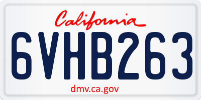CA license plate 6VHB263