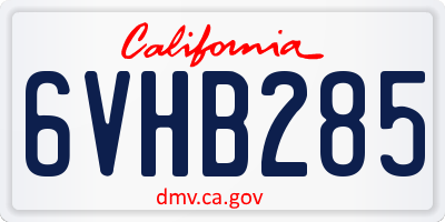 CA license plate 6VHB285