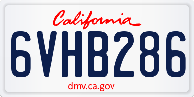 CA license plate 6VHB286