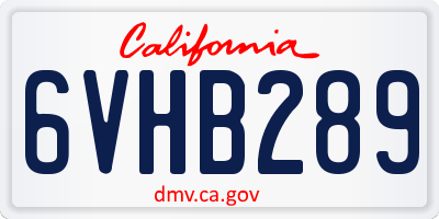 CA license plate 6VHB289