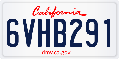 CA license plate 6VHB291