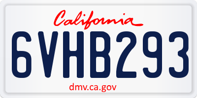 CA license plate 6VHB293