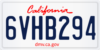 CA license plate 6VHB294