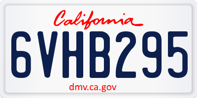 CA license plate 6VHB295