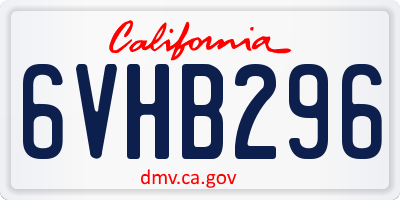 CA license plate 6VHB296