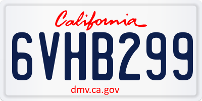 CA license plate 6VHB299