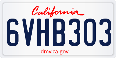 CA license plate 6VHB303