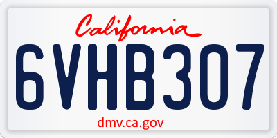 CA license plate 6VHB307