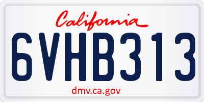 CA license plate 6VHB313