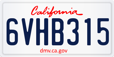 CA license plate 6VHB315