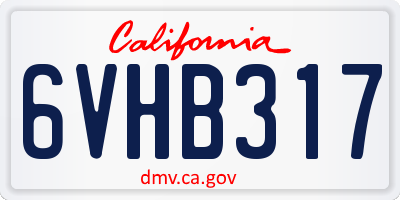 CA license plate 6VHB317