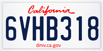 CA license plate 6VHB318