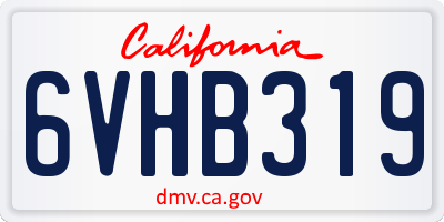 CA license plate 6VHB319